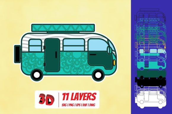 3D Camping Truck SVG: A Bold Shape for Branding and Craft Projects