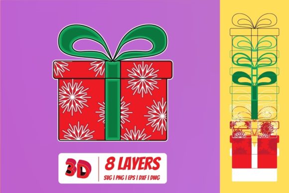 3D Christmas Gift 3 SVG Cut File Review