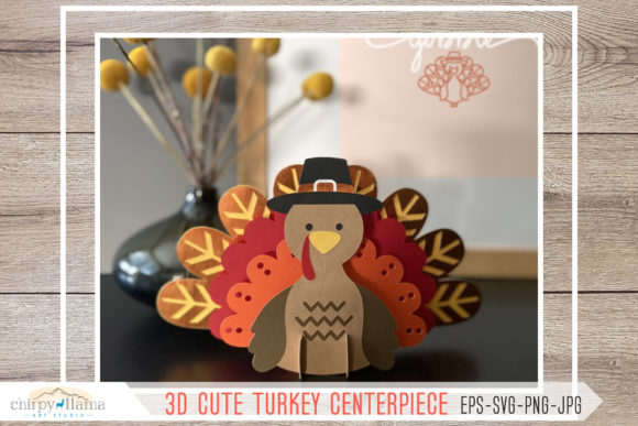 3D Cute Turkey Centerpiece Pop Up 3D SVG Shapes