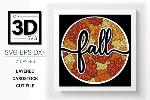 3D Fall Flowers SVG for Shadow Box Designs and Web Visuals