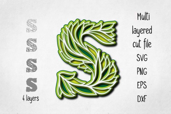 3D Layered Alphabet Letter S: 3D SVG for Shadow Boxes