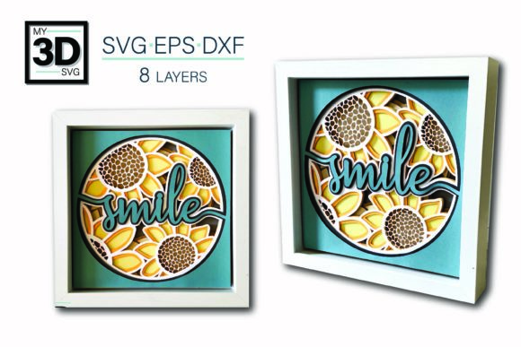 3D Sunflower Smile SVG for Shadow Box Branding Campaigns