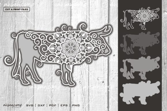 Buffalo Mandala Vector 3D Layered 2 for Shadow Boxes