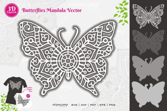 Butterflies 7 Mandala SVG 3D Layered Design Review for Real Embroidery Use