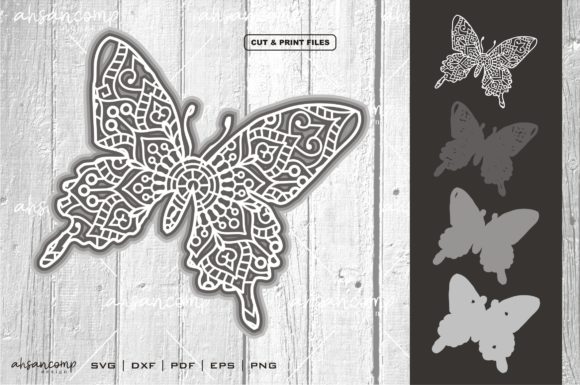 Butterflies Mandala 3D SVG for Shadow Boxes & Craft Projects