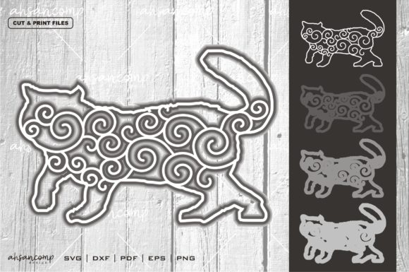Cat 1 Vector SVG 3D Layered for Shadow Boxes