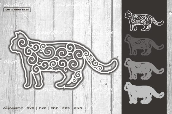 Cat 2 Vector SVG 3D Layered for Shadow Boxes
