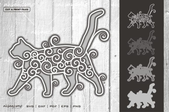 Cat Mandala 3D SVG for Shadow Boxes & Branding
