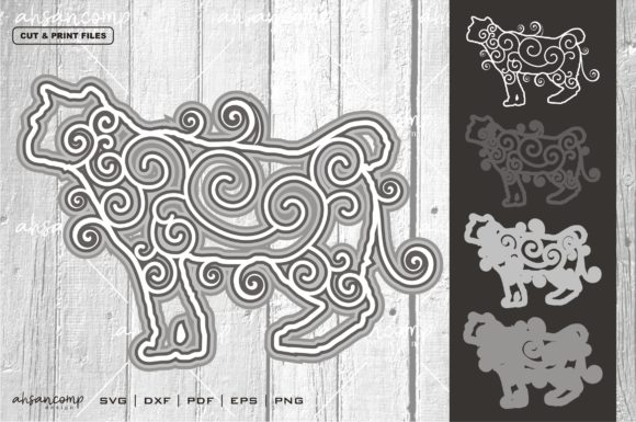 Cat Vector 3 SVG 3D Layered for Shadow Boxes