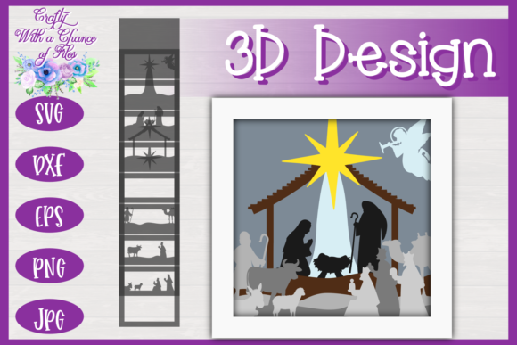 Christmas Nativity Scene SVG 3D Layered for Laser Cutting