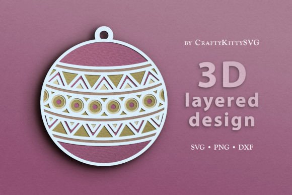 Christmas Ornaments 3D Layered SVG for Laser Cutting