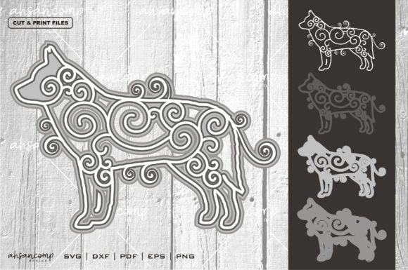 Dog 4 Vector SVG 3D Layered for Shadow Boxes