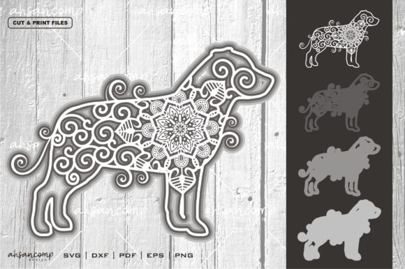 Dog Mandala 3D SVG for Shadow Boxes