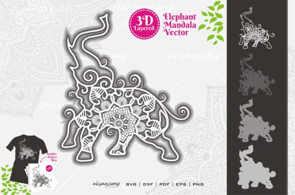 Elephant Mandala Vector SVG 3D Layered 4: A Rich 3D SVG for Modern Branding and Visual Content