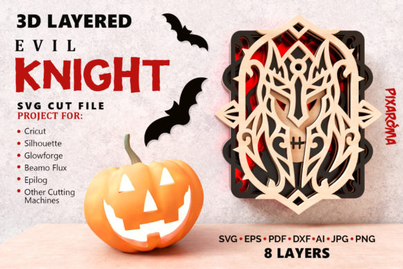 Evil Knight Wall Art 3D Layered SVG Cut for Laser Cutting