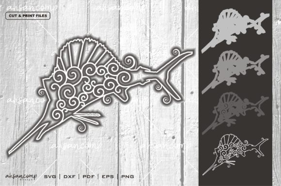 Fish Mandala Vector 3D Layered 2 for Shadow Boxes