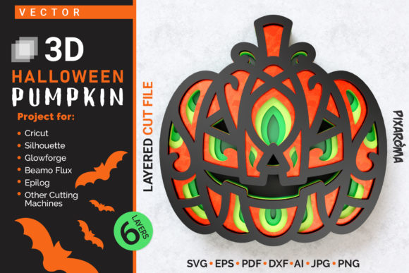 Halloween Pumpkin 3D Layered SVG Cut for Crafts & Graphics