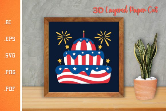 Happy 4th of July Cake – 3D Layered SVG for Festive Crafts & Graphics