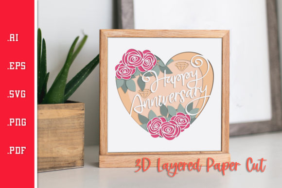 Happy Anniversary Rose: 3D SVG for Shadow Boxes