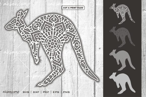 Kangaroo Mandala SVG 3D Layered for Shadow Box Design in Content Publishing