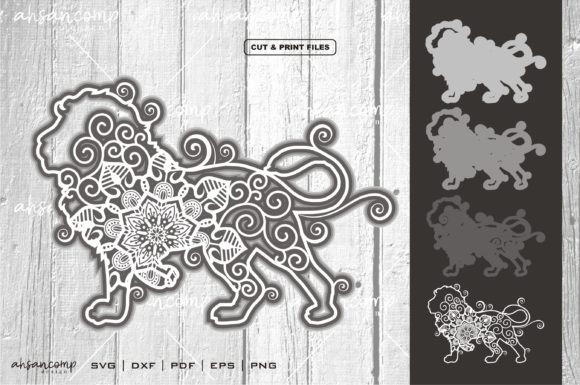 Lion Mandala 3D SVG for Shadow Boxes & Branding