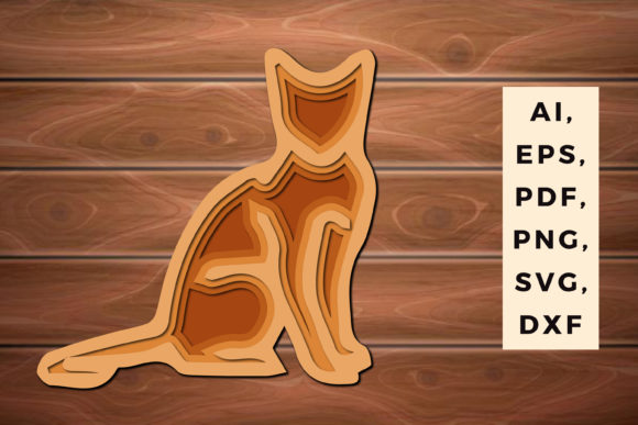 Multi Layer Cat 3D SVG for Laser Cutting