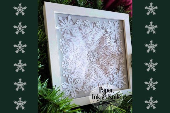 Snowflake 3D Papercut Shadowbox Template for Christmas